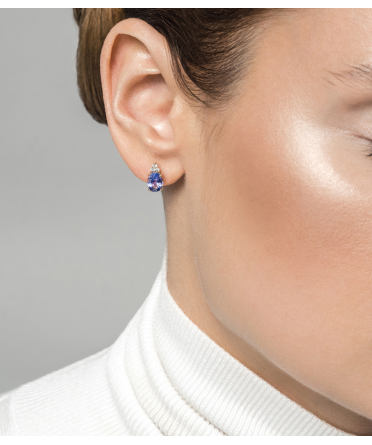Swiss Blue topaz and diamond earrings - 2