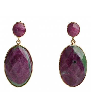 Earrings with ruby in zoisite - 1