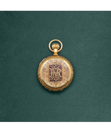 Złoty ozdobny zegarek kieszonkowy Elign z XIX wieku - 2