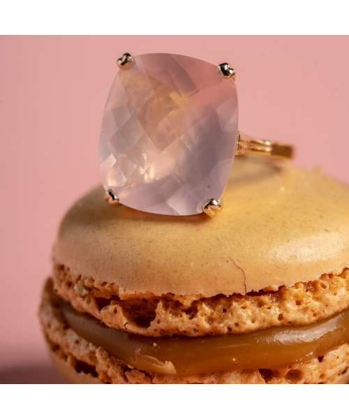 Gold Dolce Vita ring with rose quartz - 7