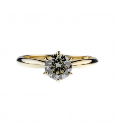 Złoty pierścionek zaręczynowy z brylantem 1 ct - 1
