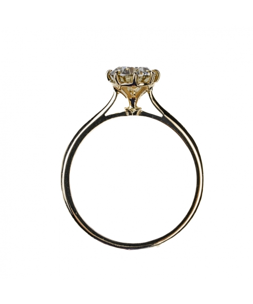 Złoty pierścionek zaręczynowy z szampańskim diamentem 1 ct - 3