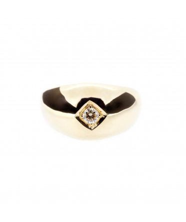 Gold Bubble Ring with brown diamond - 1