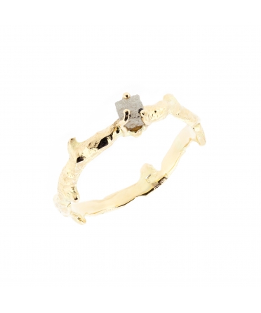 Handcrafted gold ring with rough diamond - 2