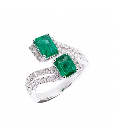 Emerald and diamond ring - 3