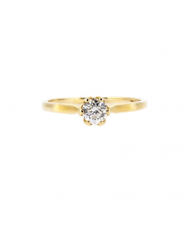 Gold diamond engagement ring with flower setting - 1