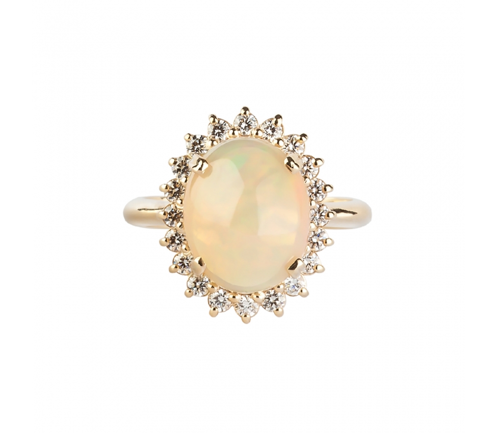 Opal and diamond ring - 1