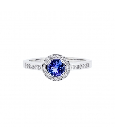 Gold engagement ring with tanzanite and diamonds - 1