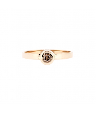 Złoty pierścionek z brązowym diamentem - 1