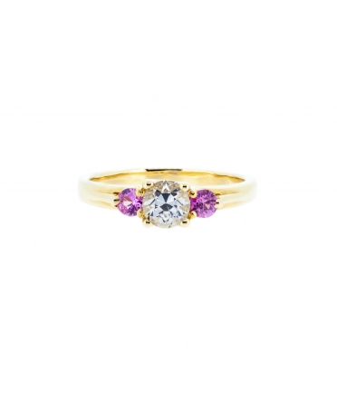 Gold engagement ring with white and pink sapphires - 1