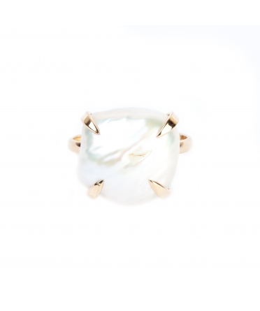 Złoty pierścionek z perłą barokową - 1