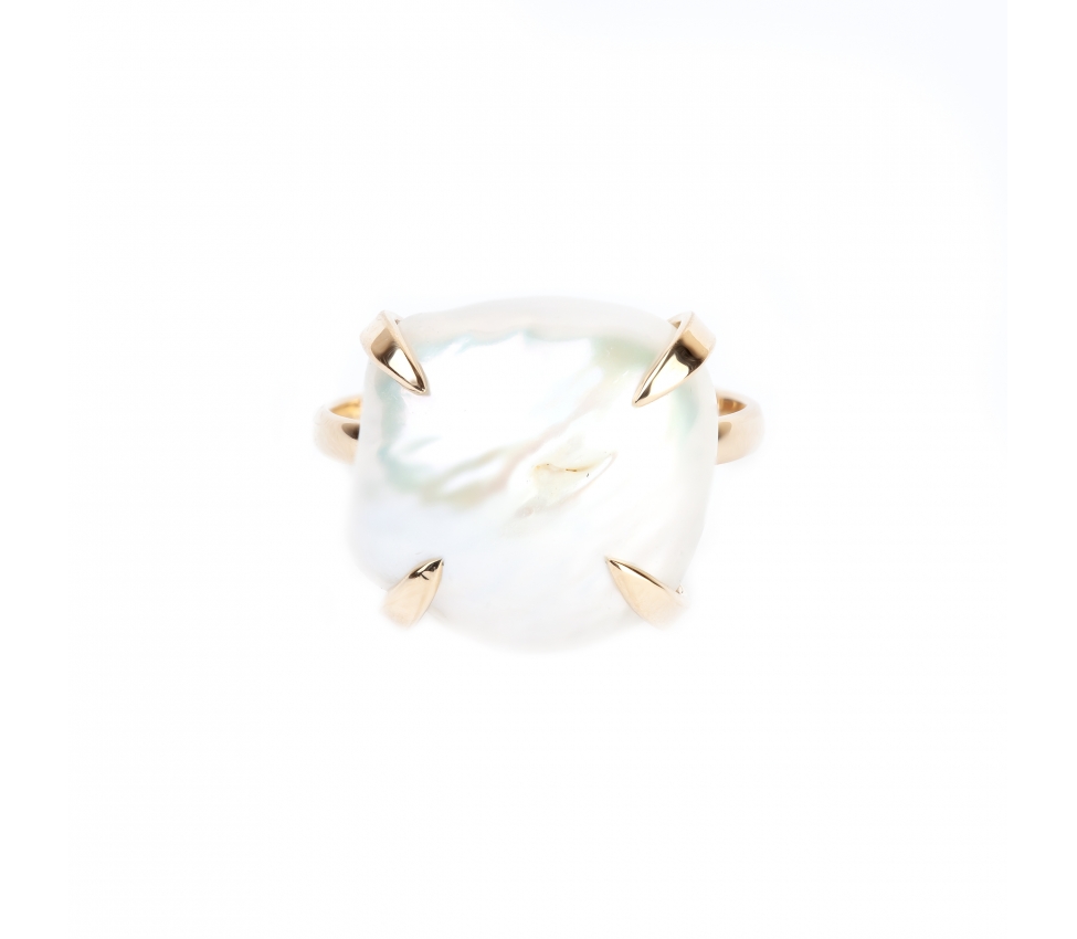 Złoty pierścionek z perłą barokową - 1