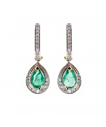 Emerald and diamond earrings - 1