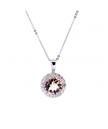 Morganite and diamond pendant - 1