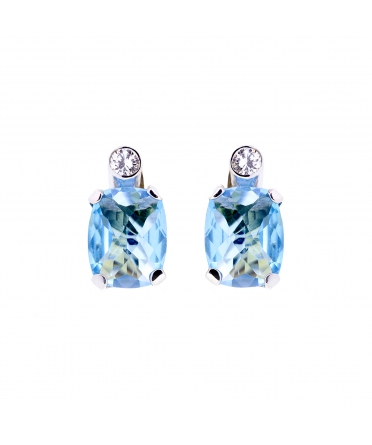Swiss Blue topaz and diamond earrings - 1