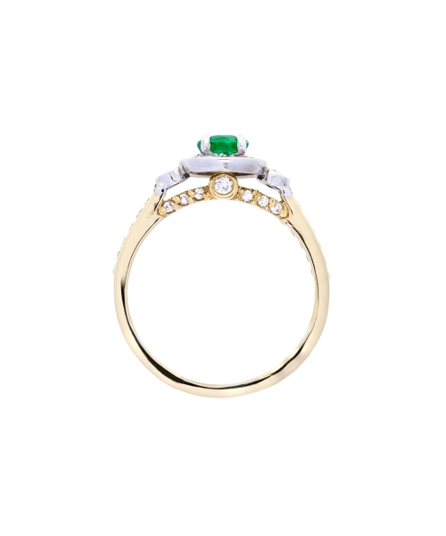 Emerald and diamond ring - 4