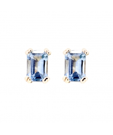 Gold aquamarine stud earrings - 1