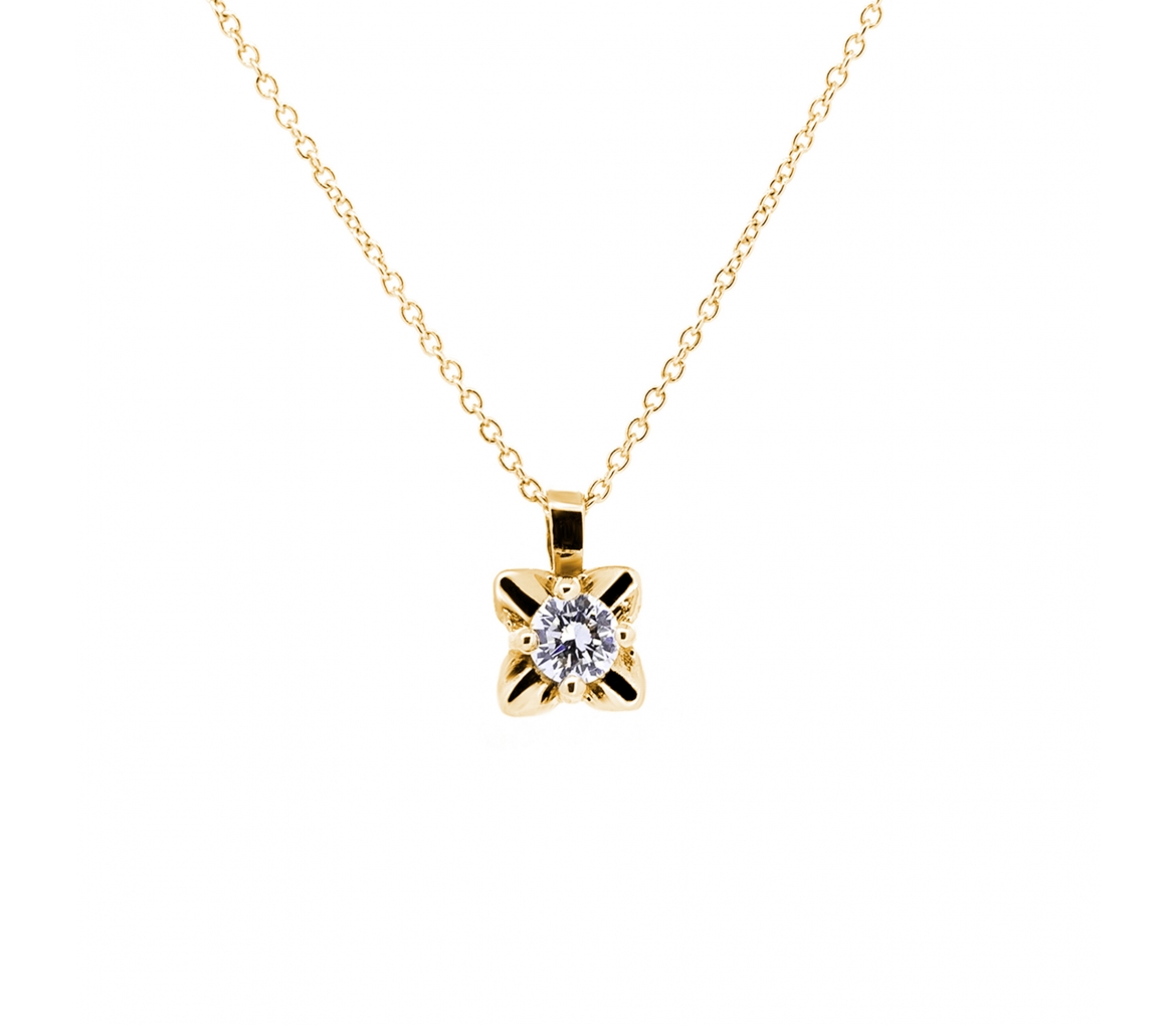 Gold and diamond flower pendant - 1