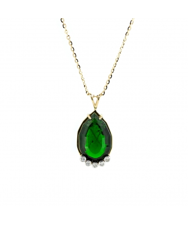 Gold necklace with green diopside - 1