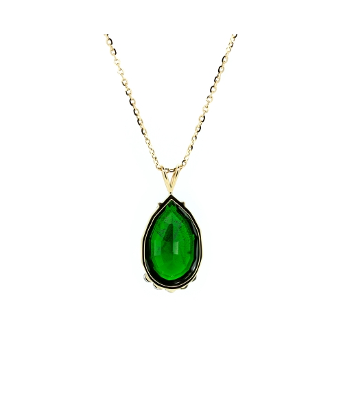 Gold necklace with green diopside - 2