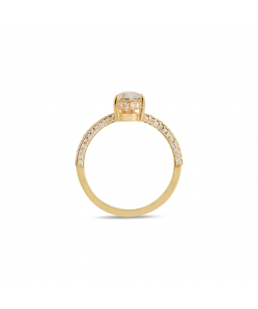 Złoty pierścionek z żółtym diamentem w szlifie gruszki - 3