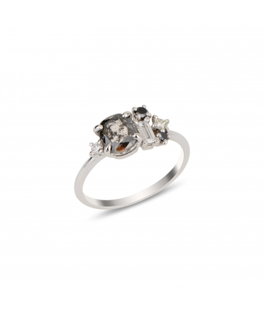 Ring with Salt and Pepper diamond - 1