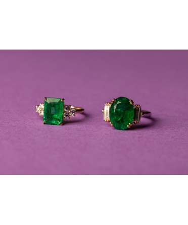 Emerald and diamond ring - 7