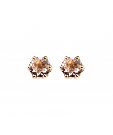 Gold stud earrings with morganite - 1