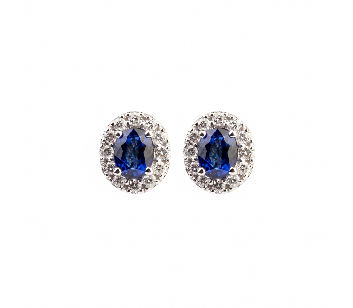 Gold earrings with diamonds and sapphires - 1
