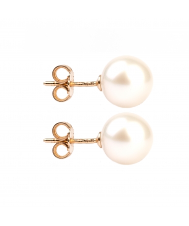 Gold stud earrings with pearls - 2