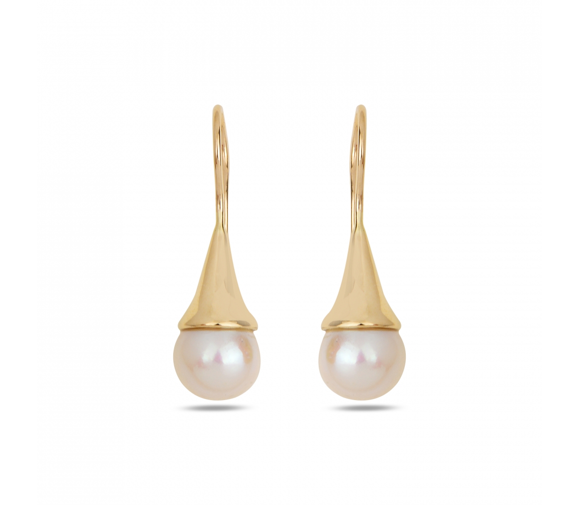 Gold earrings with pearls - 1