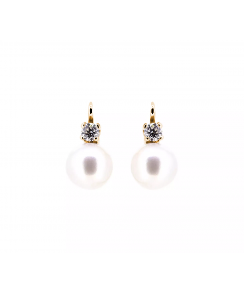 Gold earrings with pearls and diamonds - 1