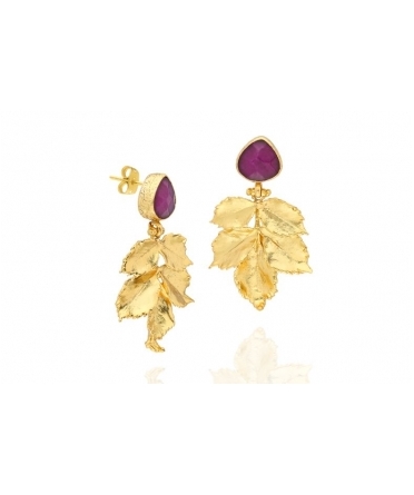 Goldplated bronze earrings with chalcedony - 1