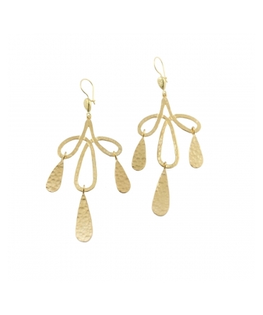 Goldplated long bronze earrings - 1