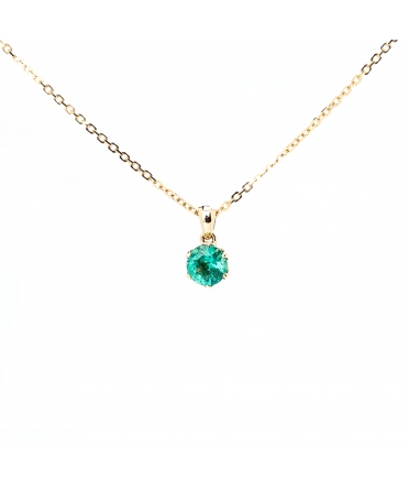 Gold pendant with emerald and floral setting - 1