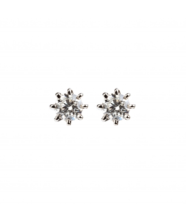 Gold stud earrings with diamonds - 1