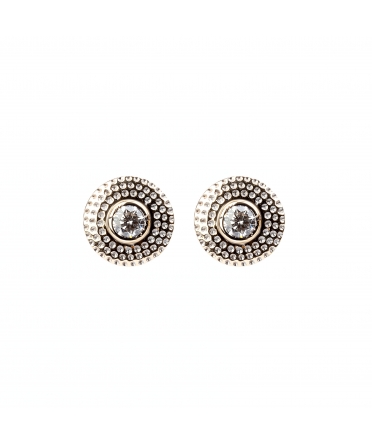 Gold stud earrings with diamonds and fancy setting - 1