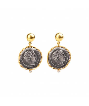 Złoto-srebrne kolczyki z diamentami, Filip II Macedoński - 1