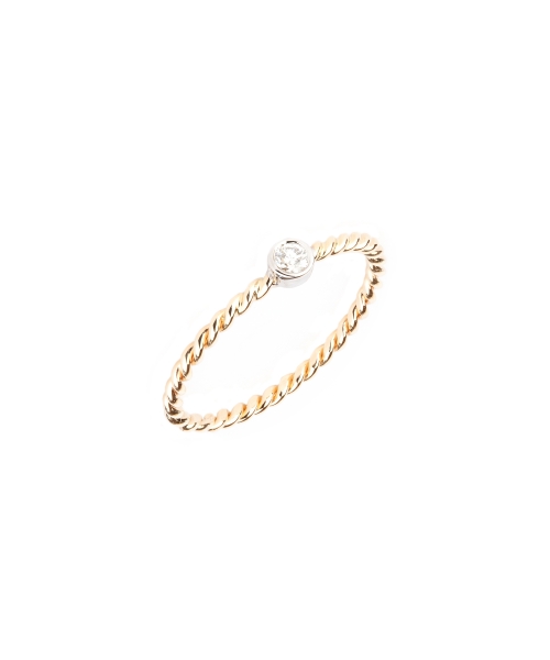 Gold spiral ring with white diamond - 2