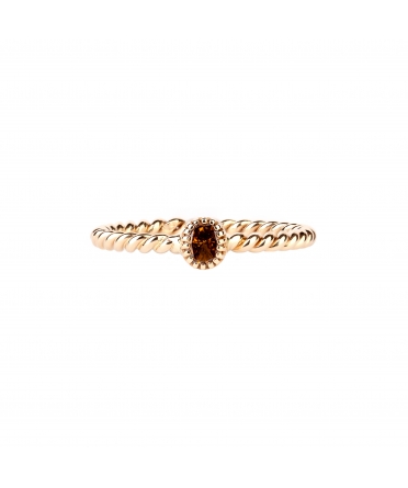 Gold spiral ring with a fancy brown diamond - 1