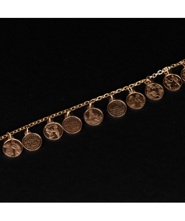 Złota bransoleta vintage z medalionami - 1