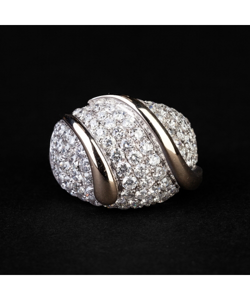 Złoty pierścionek z diamentami vintage - 2