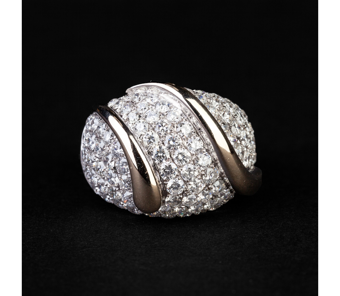 Złoty pierścionek z diamentami vintage - 2