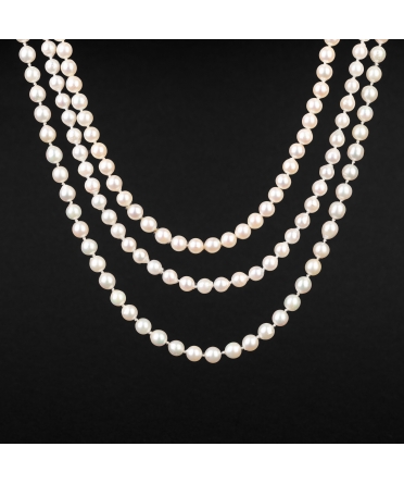 Three stings of white Akoya pearls, Art Deco - 1