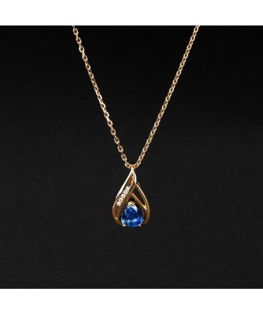 Gold vintage necklace with sapphire and diamonds - 1