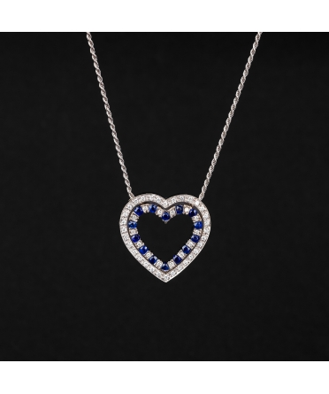 Gold Damiani heart necklace with sapphires and diamonds - 1