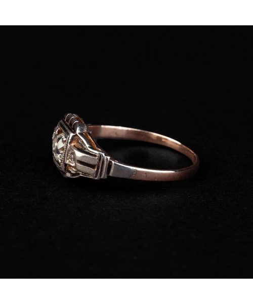 Złoty pierścionek z diamentami, praca ręczna, Art Deco - 2