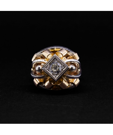 Złoty pierścionek z diamentem, lata 30/40-te XX wieku - 1