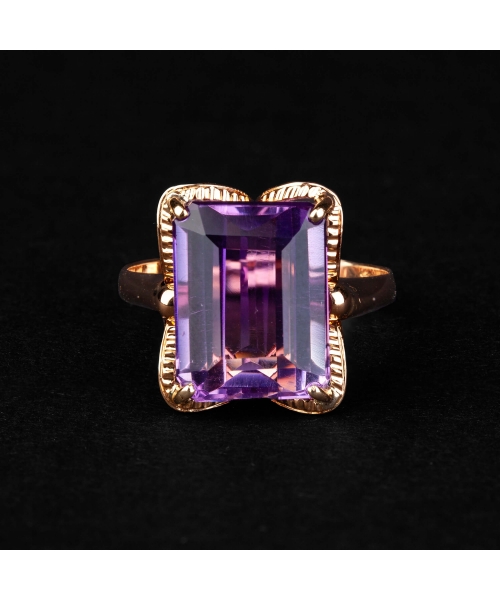 Gold ring with vintage amethyst - 1