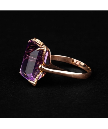 Gold ring with vintage amethyst - 2